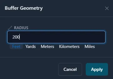 Buffer Geometry radius dialog